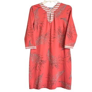 J. McLaughlin Womens Catalina Cloth Shift Dress M Coral Print Stretch Resortwear